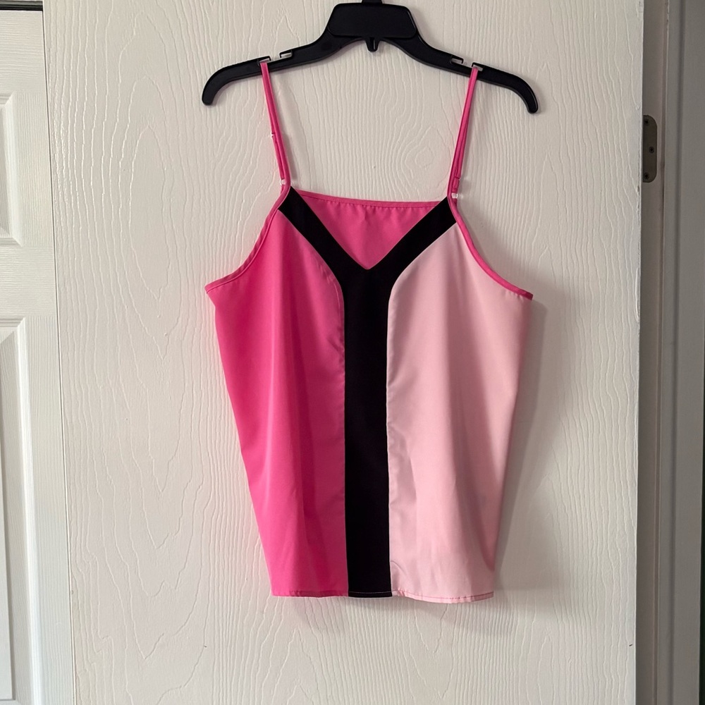 Colorblock Pink Spaghetti Strap Tank Top